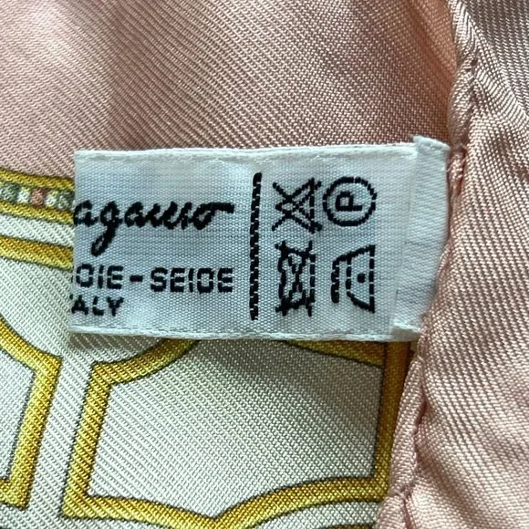 FERRAGAMO: Pink Floral & Zebra  Logo Silk Bag Scarf/Pocket Square 16" x 16" #135 - Picture 5 of 5
